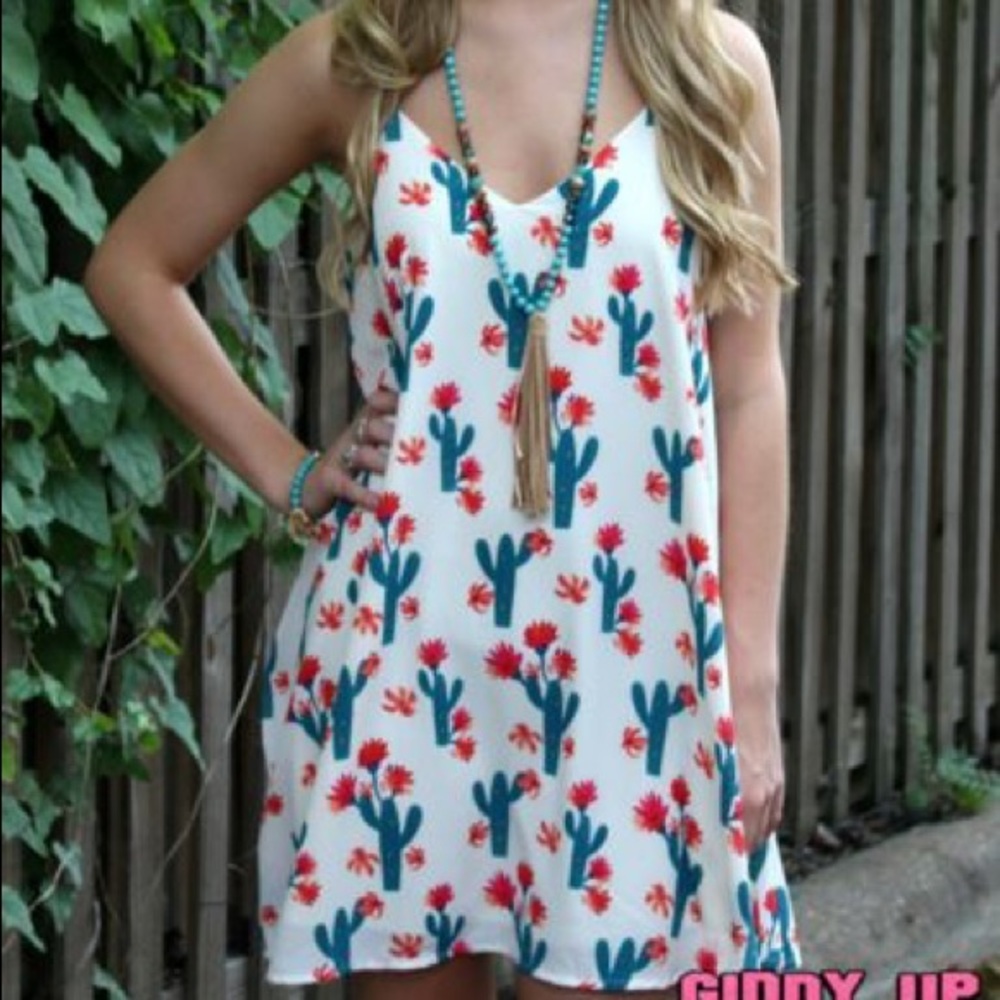 Prickly Pear Cactus dress in Cream